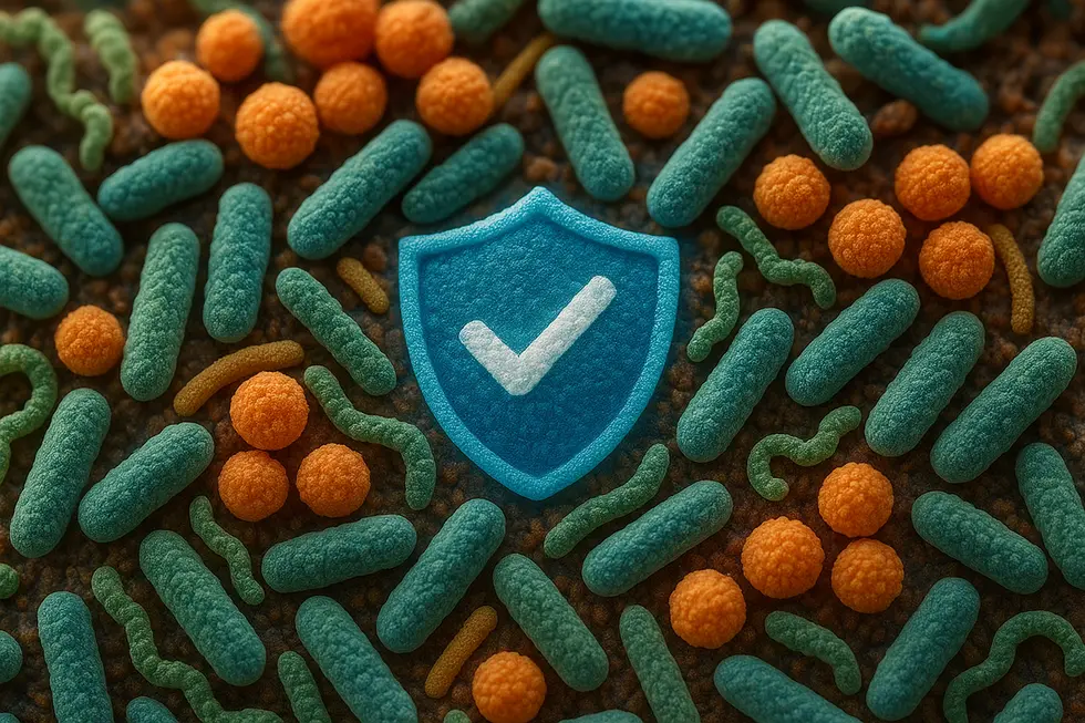 Ein bildlicher Überblick über die Vielfalt im Mikrobiom und deren positive Effekte auf die Gesundheit.