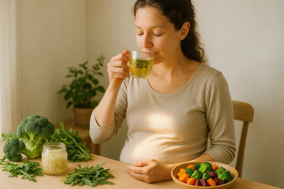 Natürliche Darmreinigung mit Kräutertees und einer ausgewogenen Ernährung.