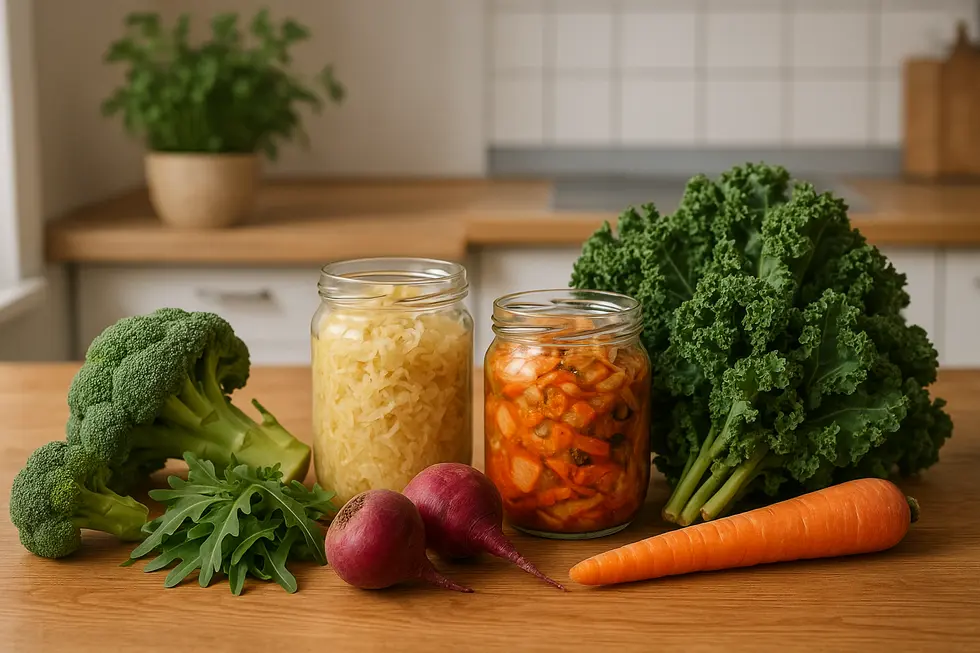 Ballaststoffreiche und fermentierte Lebensmittel fördern die Darmgesundheit.