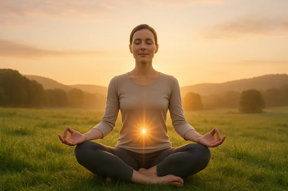 Stressreduktion durch Meditation und Atemübungen.
